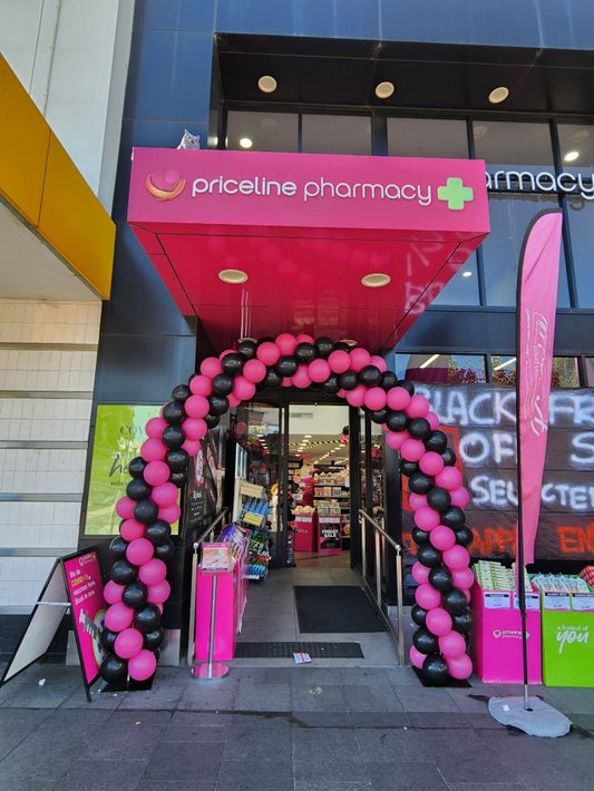 Balloon Arch Black and Pink Spiral Arrangement - Corporate Event, Grand Opening, Company Event Perfect for special occasion!