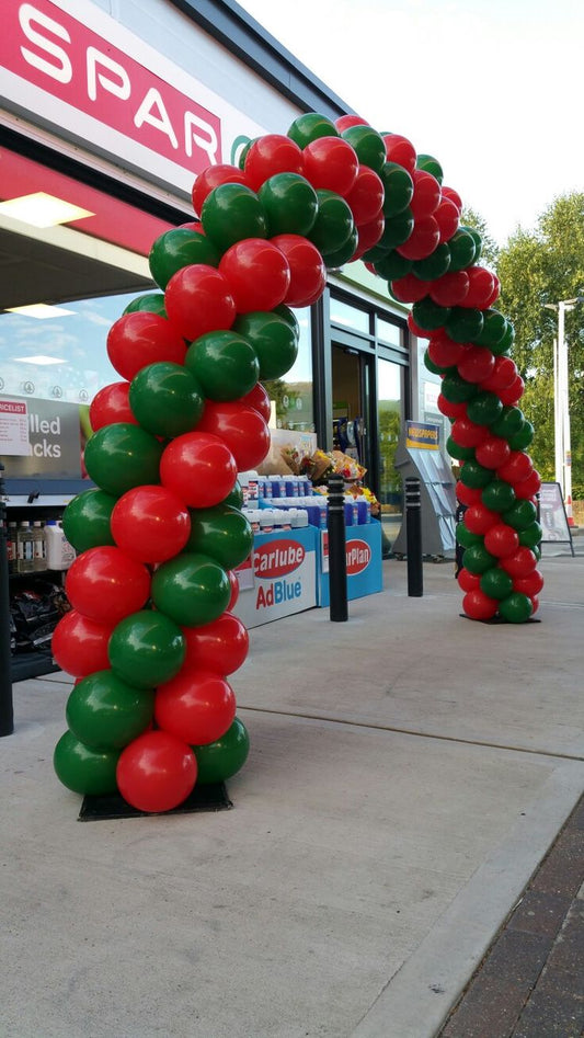 Balloon Arch Red and Green Spiral Arrangement - Corporate Event, Grand Opening, Company Event Perfect for special occasion!