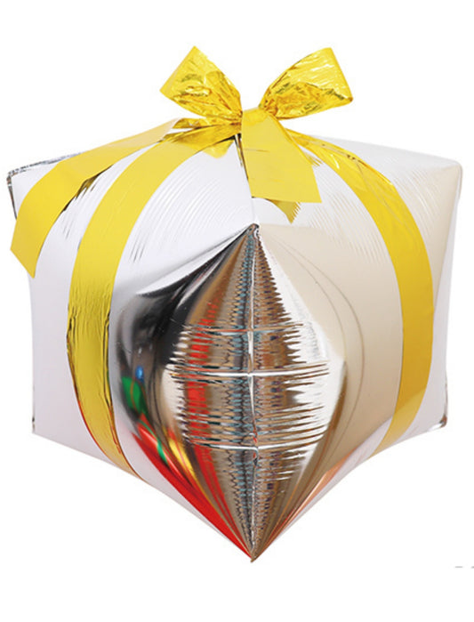 Gift Box Kids Birthday Valentine's Day Helium Balloon Bouquet Silver Yellow