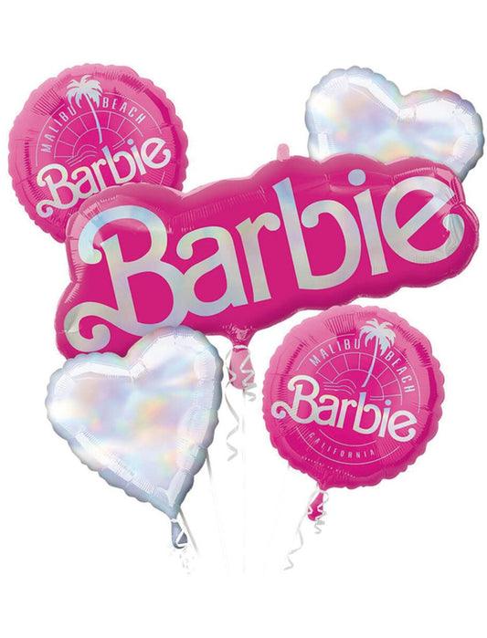 Barbie Heart Circle Balloon Cartoon Theme Balloon Kids Birthday Happy Birthday Balloon Disney Balloons with Helium Balloon Set Bouquet Pink Silver