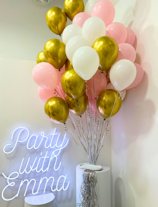 50pcs Pink, White, and Gold Helium Balloons – Perfect for Adding a Touch of Elegance to Weddings, Birthdays, Baby Showers, and Special Celebrations!