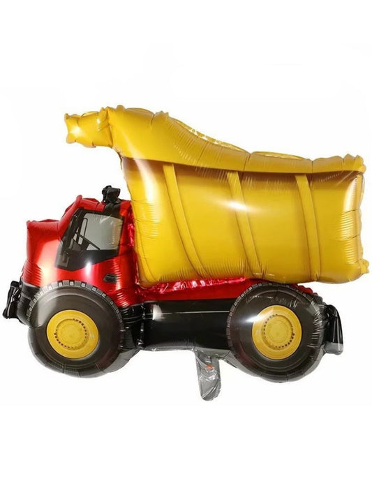 Construction Dump Truck Kids Birthday Helium Balloon Bouquet Red Yellow