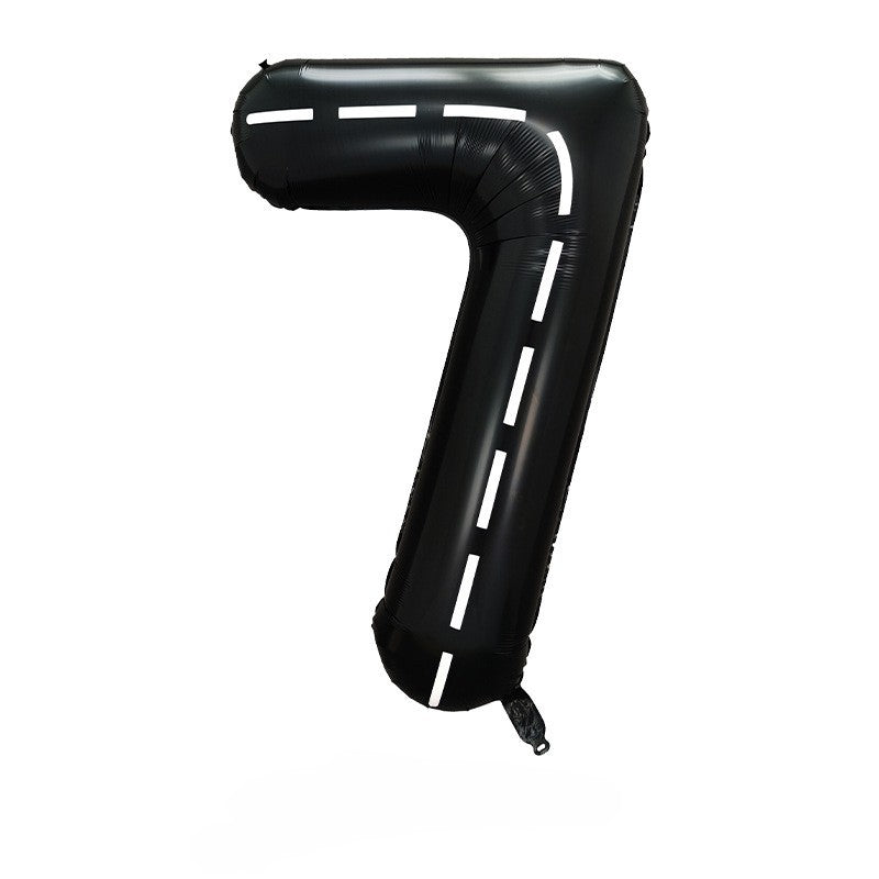 40-inch Foil Black Race Track-Themed Number Balloons (0-9) - Perfect for any Special Occasions