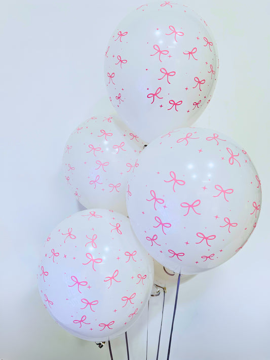 Pink Bow Pattern Helium Balloons - Perfect for Any Celebrations