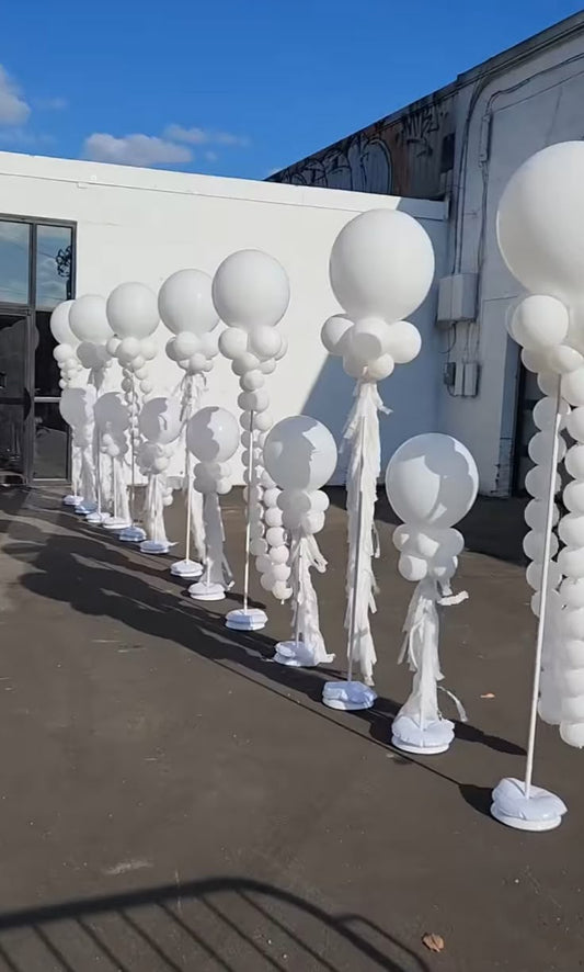 Set Balloon White with Tassels Pillar/Column/Tower - Birthday, Corporate Event, Grand Opening, Company Event Perfect for special occasion!
