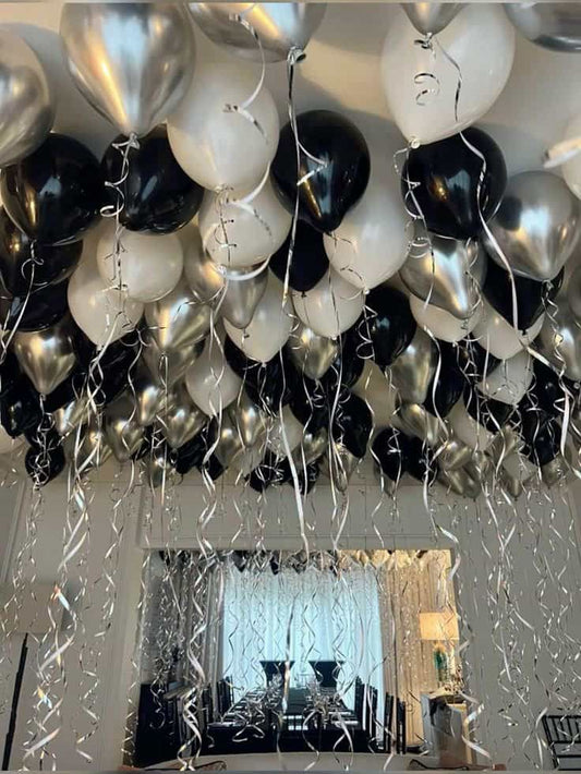 Silver Black Beige Helium Latex Ceiling Balloons - Perfect for any occasions!
