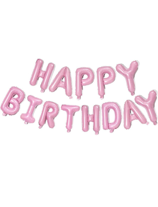 Happy Birthday Kids Birthday Foil Balloon Banner Pink