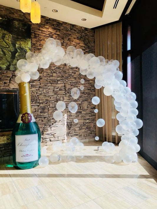 Balloon Champagne and White Latex Organic Chain Arrangement  - Birthday, Corporate Event, Company Event Perfect for special occasion!