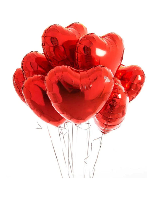 8 pcs Red Heart Valentine's Day Set Thank You Anniversary Happy Birthday Balloon with Helium Balloon Bouquet Red