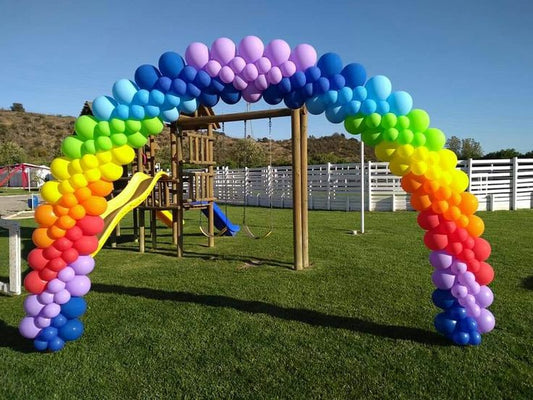 Balloon Arch Rainbow Color Arrangement Blue, Purple, Yellow, Red, Orange and Green - Corporate Event, Grand Opening, Company Event Perfect for special occasion!