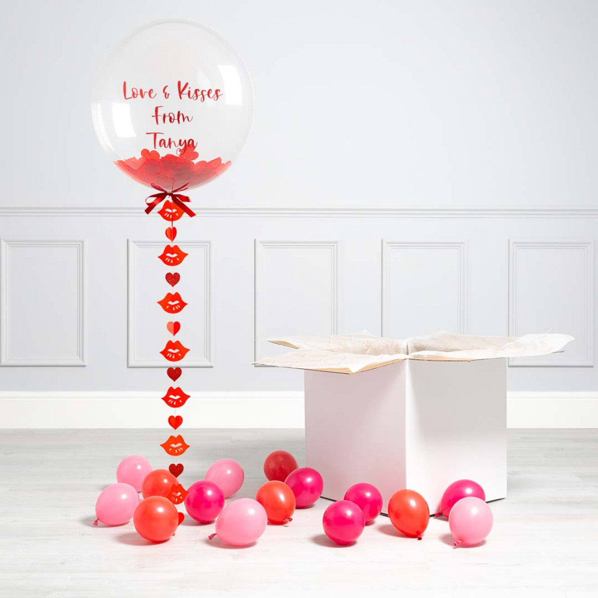 Personalised Helium Balloon Sending Kisses Confetti Helium Bubble Balloon Elevate Your Celebration with Our Stunning Helium Bubble Balloon Bouquet