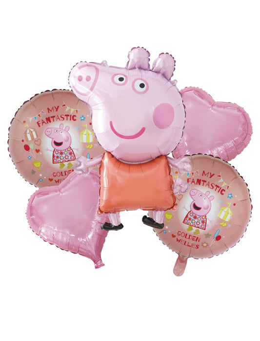 Peppa Pig Kids Birthday Animal Balloon Set Helium Balloon Bouquet Pink