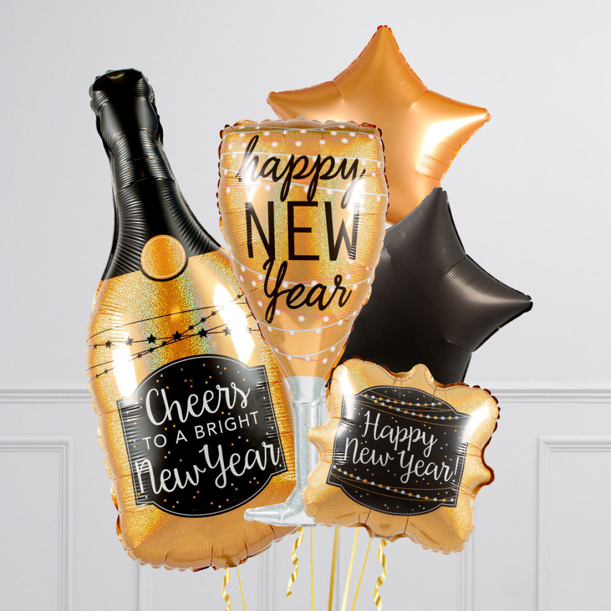 New Year's Eve Champagne Bottle and Star Balloon Set