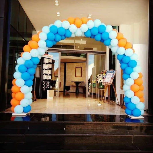 Balloon Arch Blue, White and Orange Arrangement - Corporate Event, Grand Opening, Company Event Perfect for special occasion!
