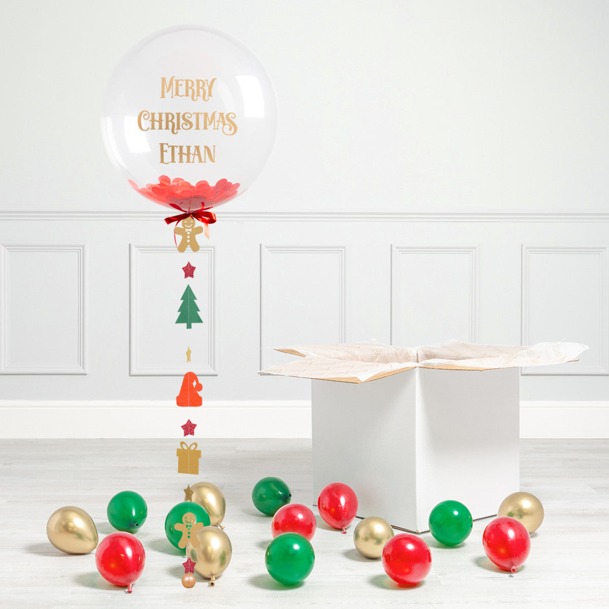 Personalised Helium Balloon Christmas Merry & Bright Helium Bubble Balloon Elevate Your Celebration with Our Stunning Helium Bubble Balloon Bouquet