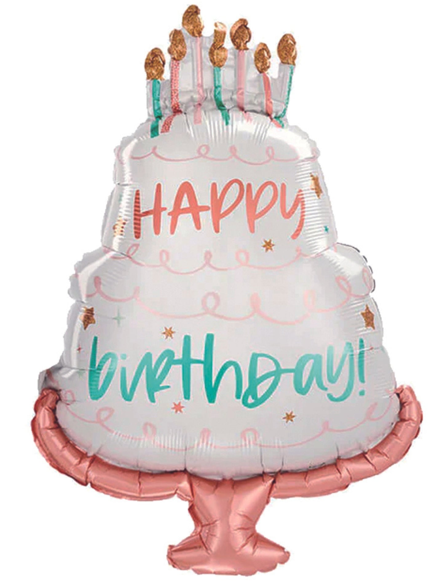 Happy Birthday Cake Happy Birthday Balloon  Kids Birthday Helium Balloon Bouquet White Pink Green Rose Gold