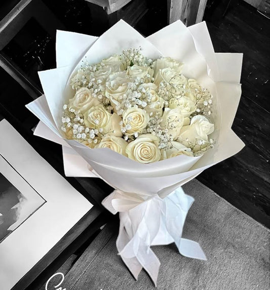 White Roses - Floral Fresh Bouquet