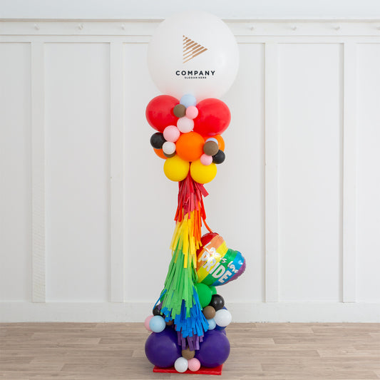 Personalised Rainbow Pride Balloon and Tassels Pillar/Column/Tower - Customizable for Colorful Celebrations and Events