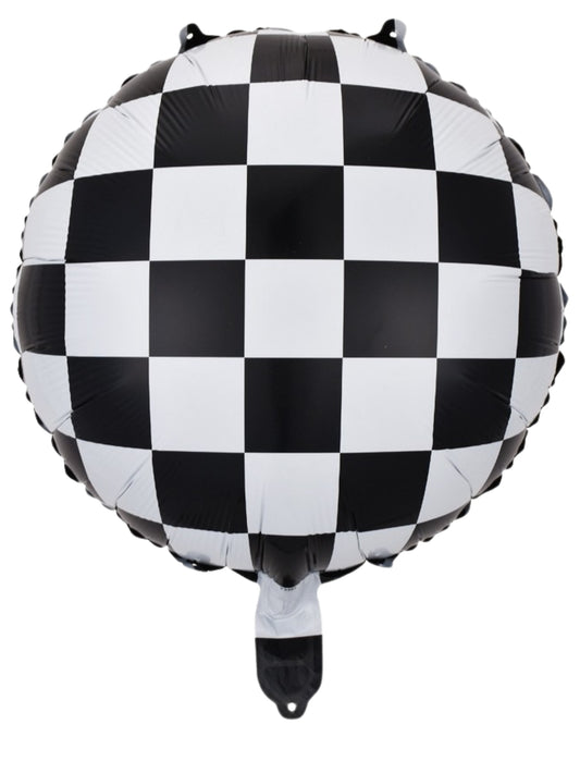 F1 Racing Black And White Checkered Kids Birthday Helium Balloon Bouquet