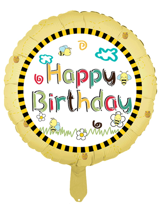 Happy Birthday Honeybee Kids Birthday Helium Balloon Bouquet Yellow