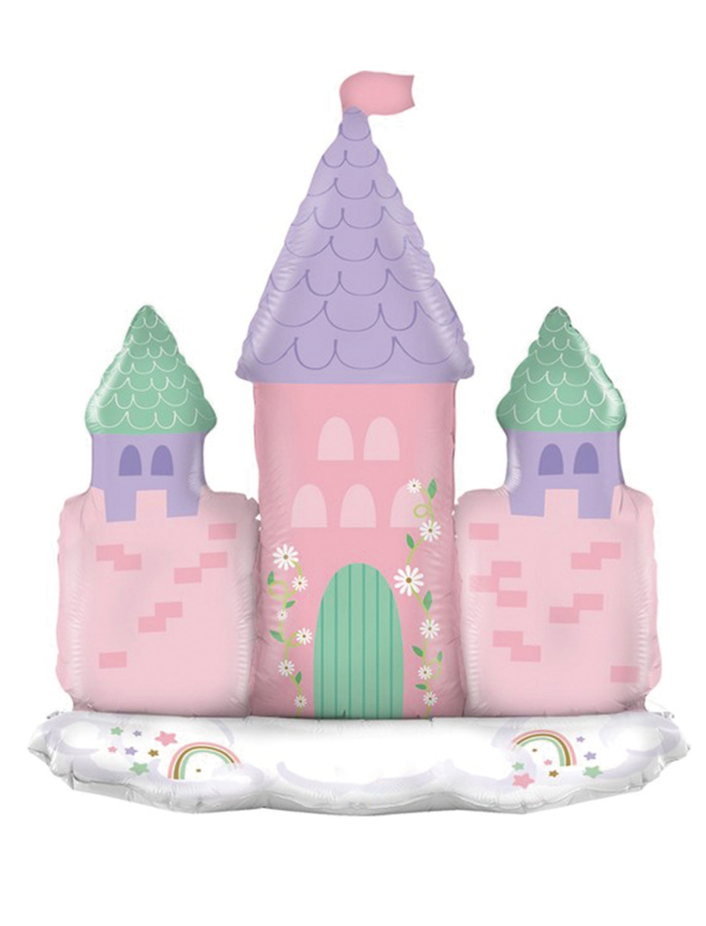Castles Princess Theme Balloon Happy Birthday Balloon Kids Birthday with Helium Balloon Bouquet Pink Purple Green White
