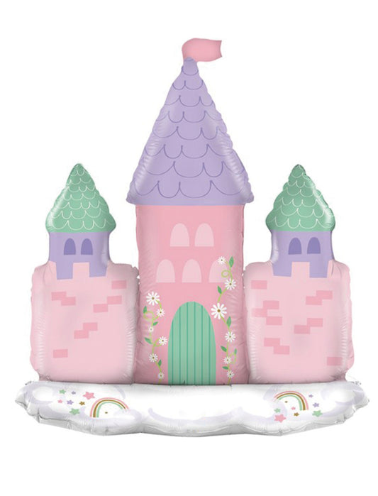 Castles Princess Theme Balloon Happy Birthday Balloon Kids Birthday with Helium Balloon Bouquet Pink Purple Green White