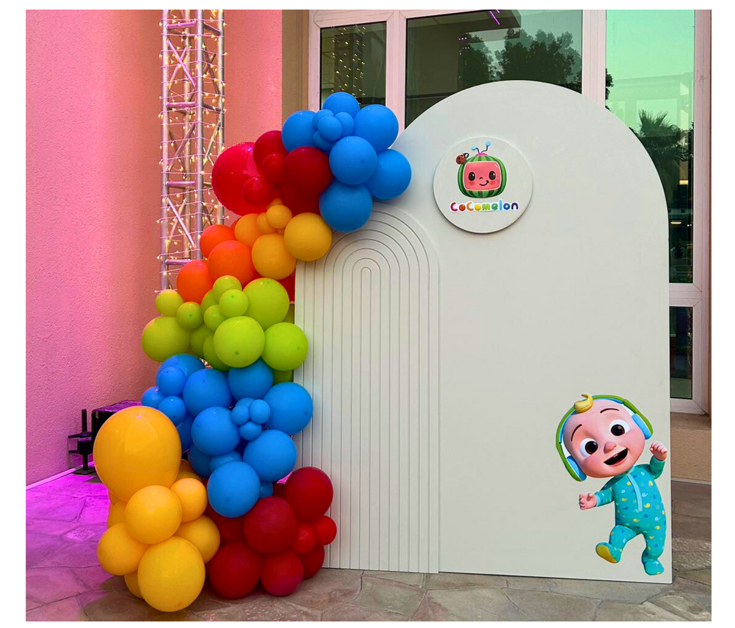 Cocomelon Rainbow Balloon Arch Backdrop – A Perfect Party Highlight