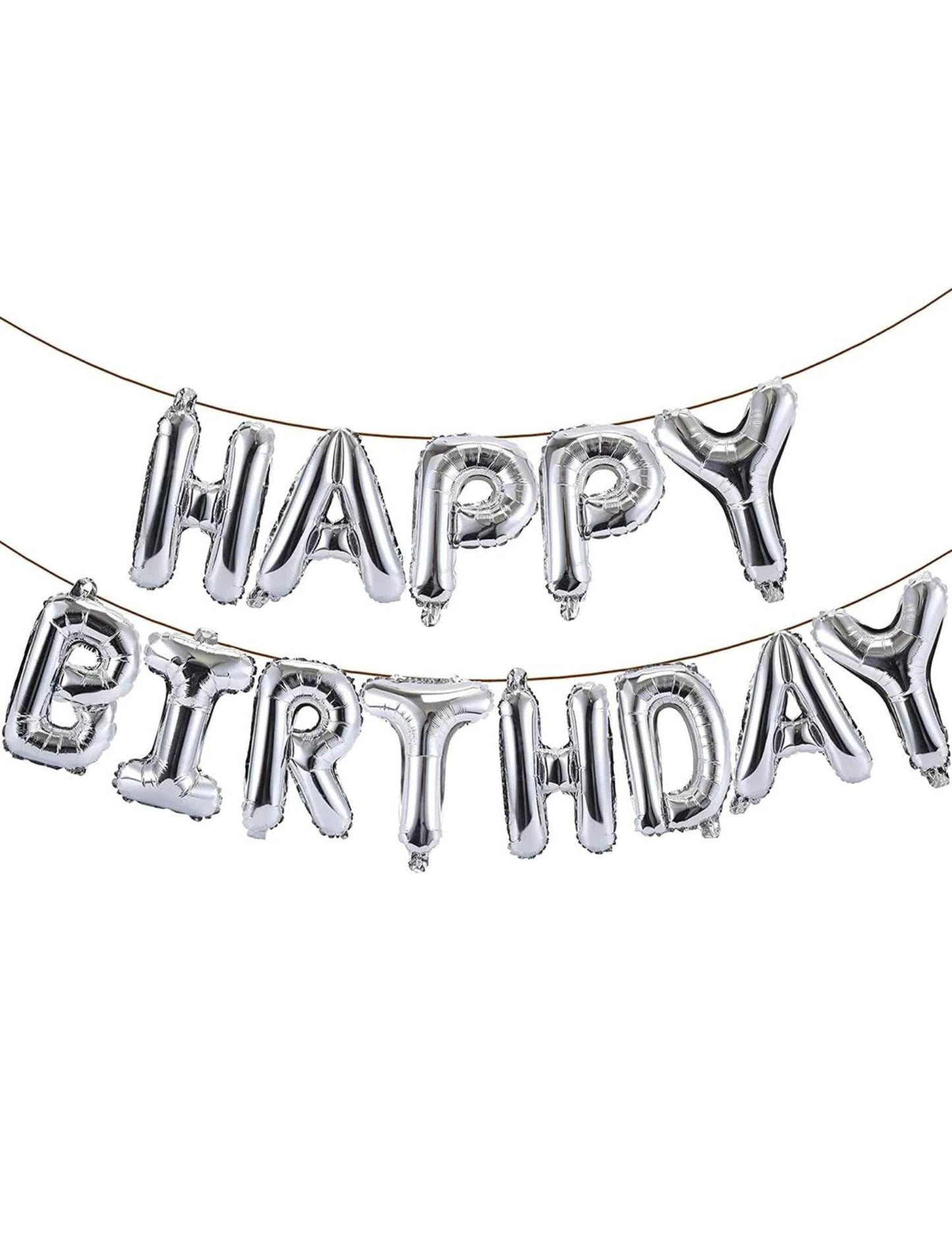 Happy Birthday Kids Birthday Foil Balloon Banner Silver