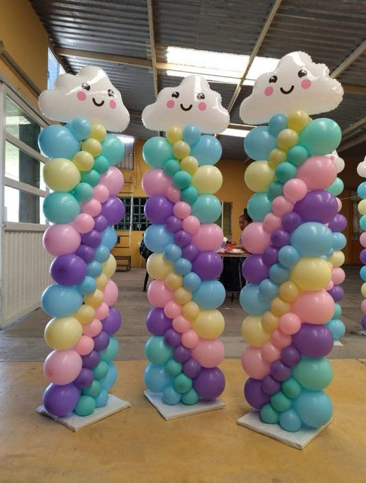 Balloon Blue, Yellow, Purple, Green and Pink with Cloud on Top Pillar/Column/Tower - Birthday, Corporate Event, Grand Opening, Company Event Perfect for special occasion!