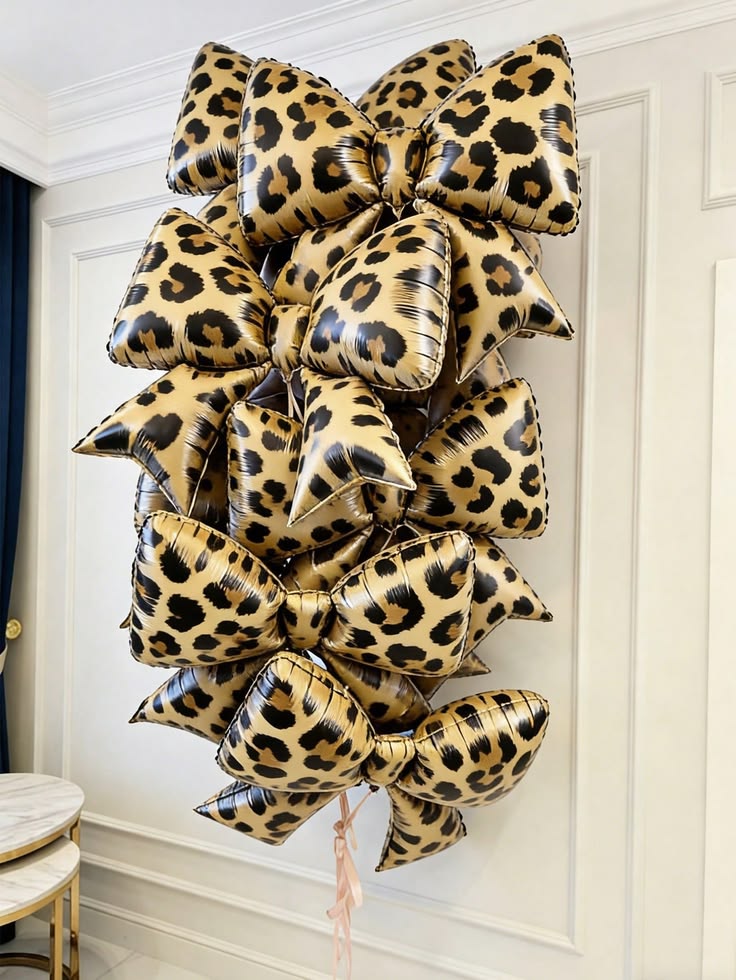 Large Leopard Print Bow Ribbon Helium Foil Balloon - Perfect for any celebrations