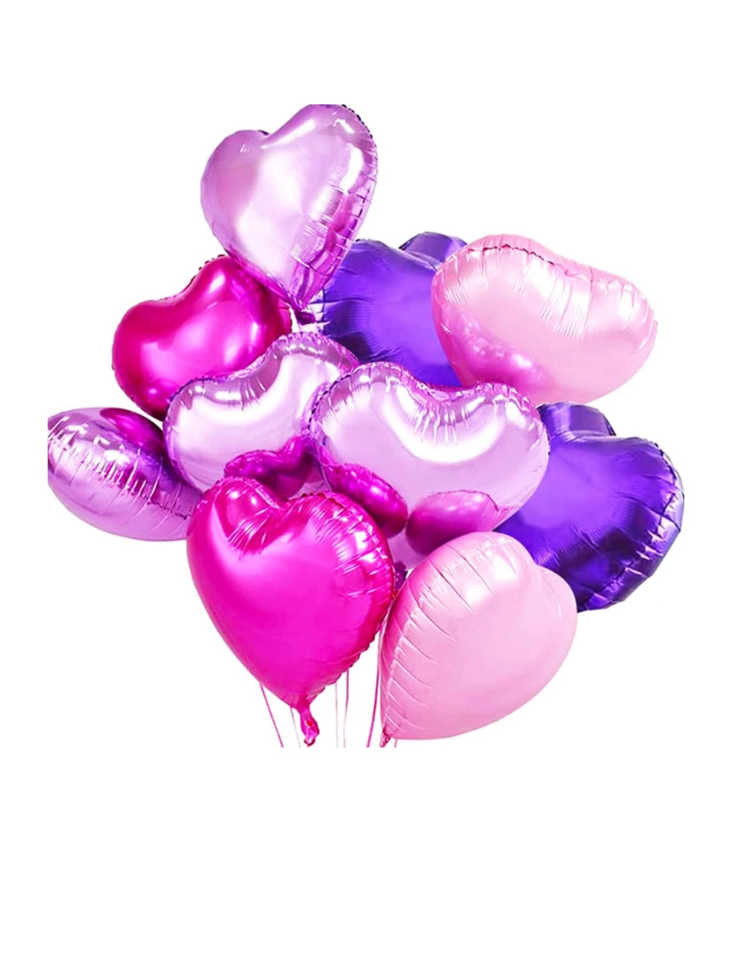 16 pcs Heart Valentine's Day Set Thank You Helium Balloon Bouquet Purple Pink