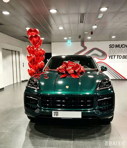 Car Surprise Red Ribbon and Red Hearts Helium Bunch Balloon Car Surprise