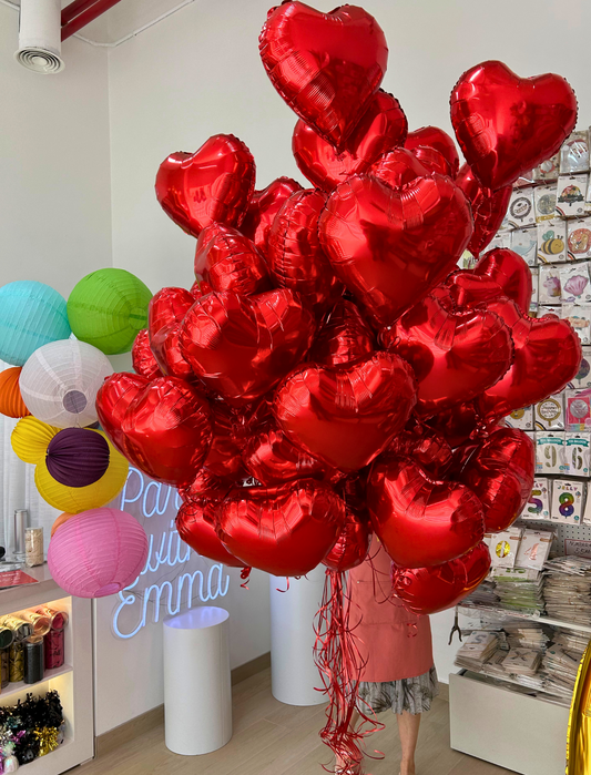 60pcs Helium-Filled Red Heart Balloons – Add a Romantic Touch to Weddings, Anniversaries, and Special Events with These Stunning Heart-Shaped Balloons!