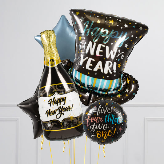 New Year's Eve Top Hat and Champagne Balloon Set