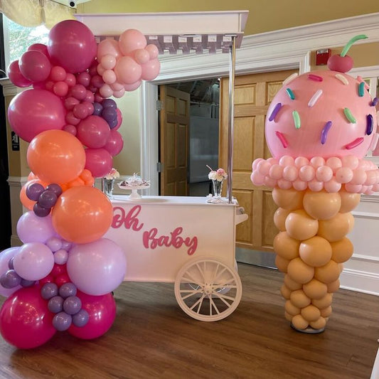 Balloon Pastel Colors Purple, Pink and Orange Designed Ice cream with Sprinkles Decor - Ice Cream-Themed Perfect for special occasions!