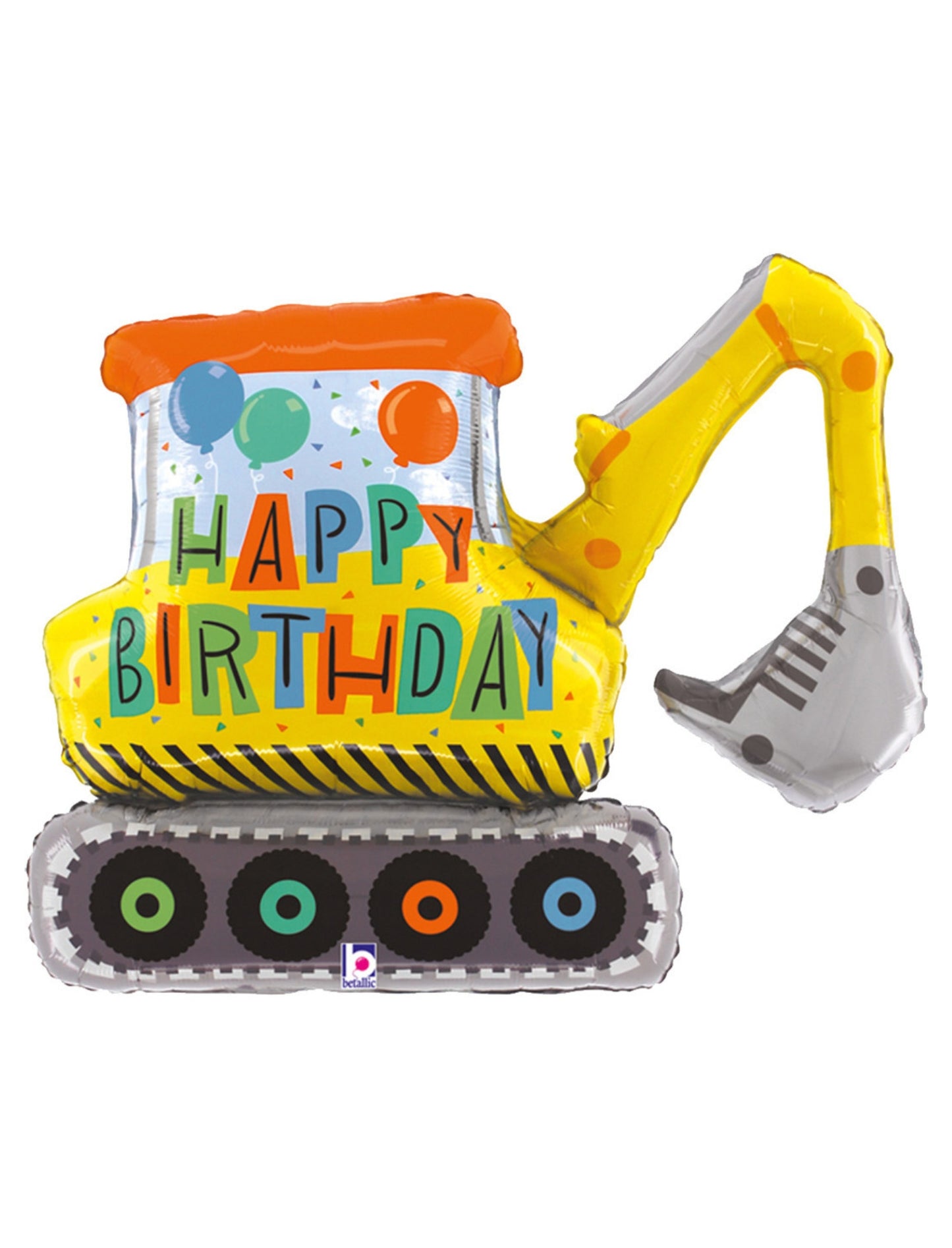 Happy Birthday Construction Car Kids Birthday Helium Balloon Bouquet Yellow