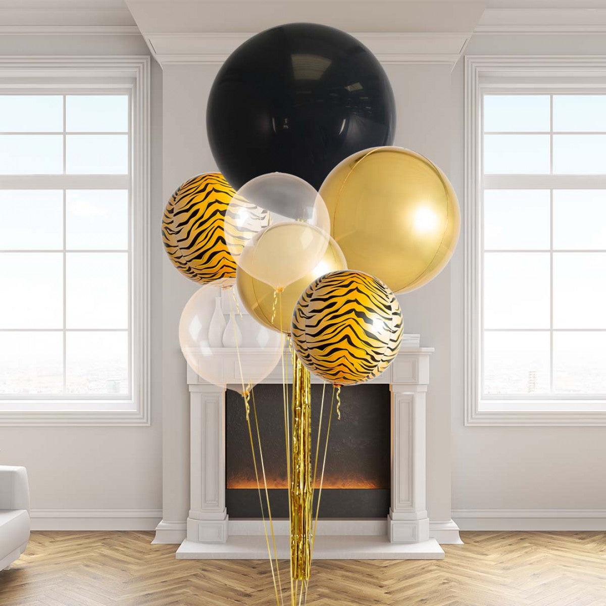 Helium 18-Inch Balloon with Animal Print Helium Balloon Set with Metallic and Clear Balloons - Perfect for Any Safari Themed Celebrations