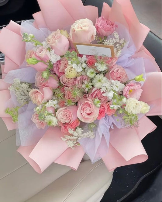 Pink and White Roses - Floral Fresh Bouquet