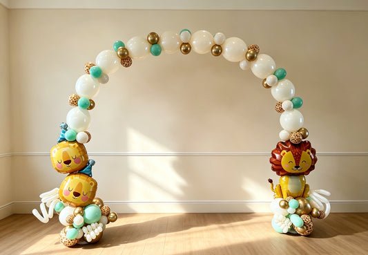 Quicklink Arch Lion Theme Balloons Animal Printed Mint Green Beige Light Gold