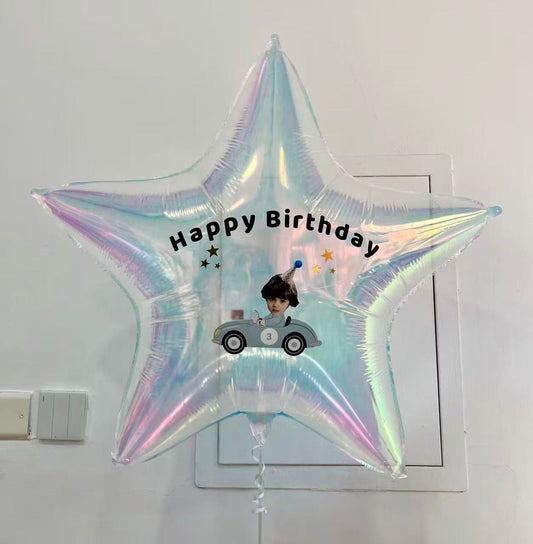 Customization Photo Balloon Personalised Latex Customize Sticker Photo and Latex Customizable Design White Star (Copy)