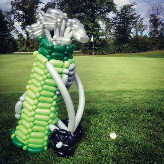 Customize Golf Bag Designed Balloons Silver, Green, White and Black 260q - Perfect for special occasion