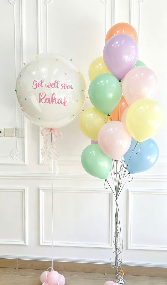 Get Well Soon Helium Bunch Pink Pastel Color Customized Sticker and Personalised Pink Customize Sticker