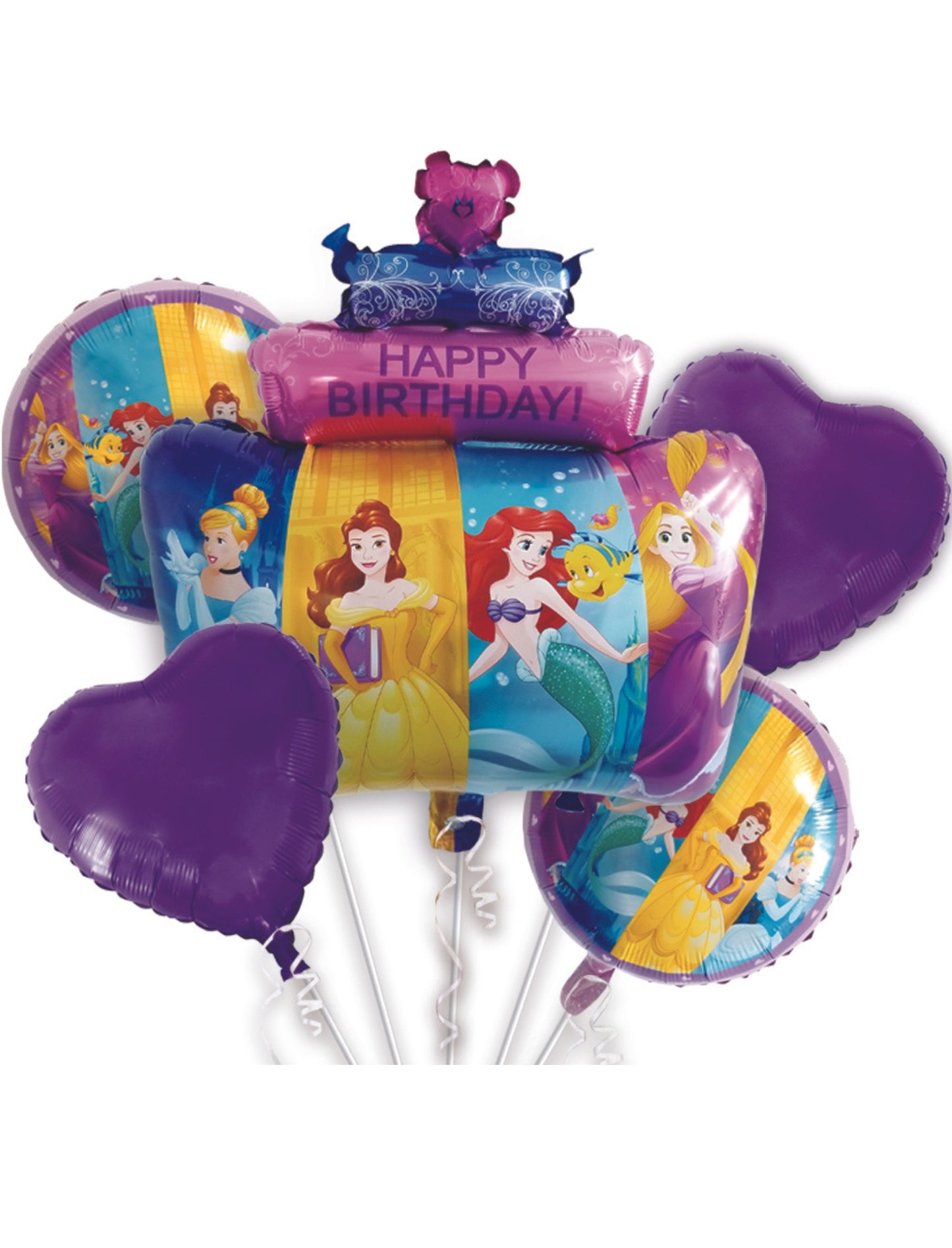 Happy birthday Princess Kids Birthday Set Disney Balloon Helium Balloon Bouquet Pink Purple