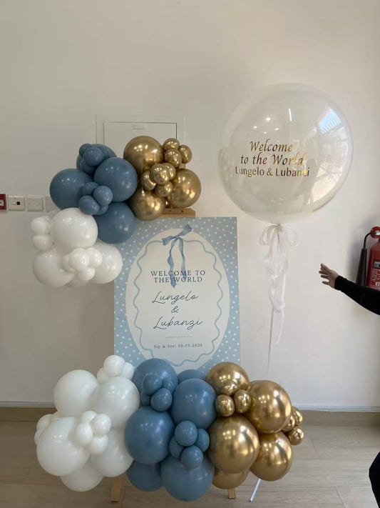 Hospital or Home Customize Welcome Board with Balloon Blue Customization Baby Shower Welcome Baby