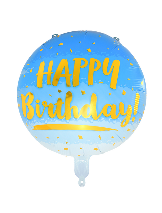 Circle Blue Foil ‘Happy Birthday’ Helium Balloon - Perfect for Birthday Celebration!