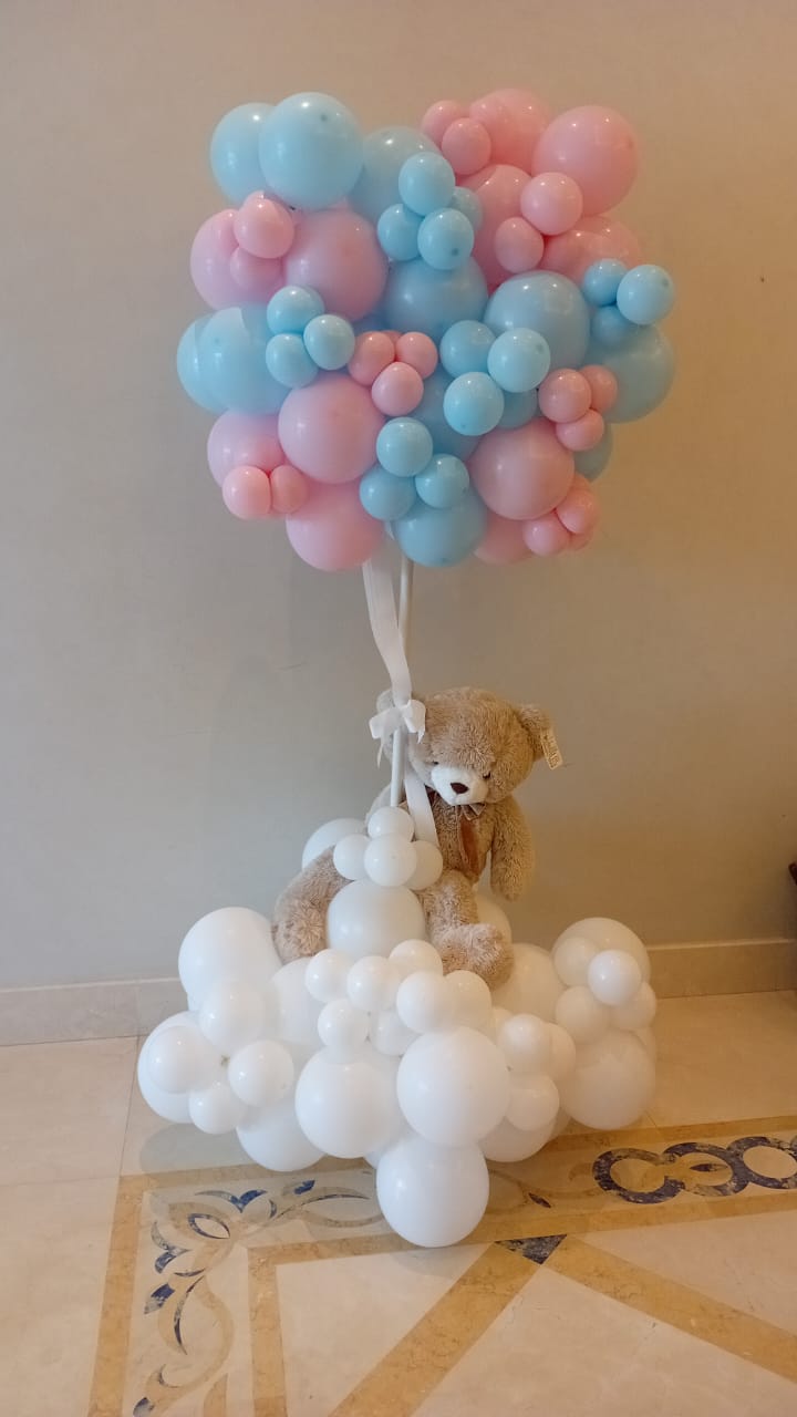 Hospital or Home Welcoming Baby Balloon White Blue Pink Teddy Bear - Perfect for special occasions