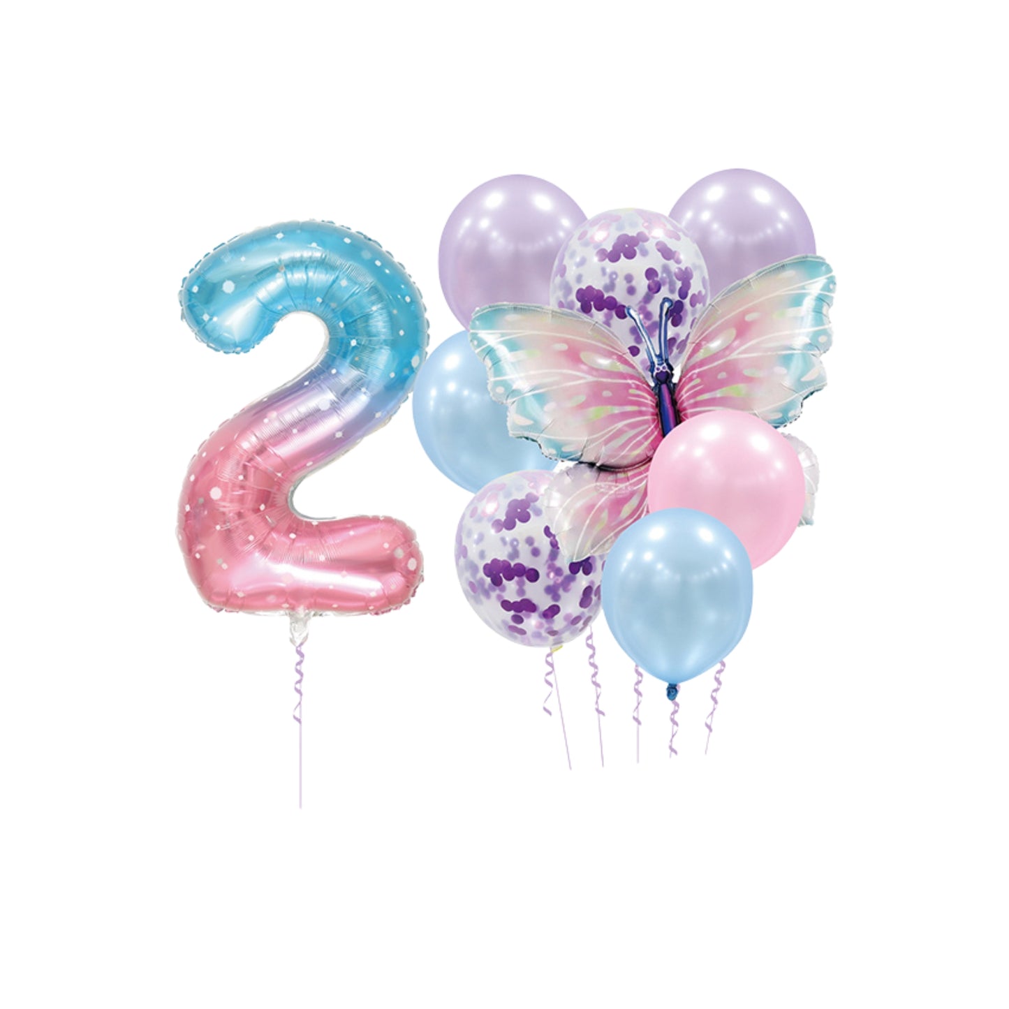 Helium Galaxy Single Number Set Balloons with Butterfly and Latex - Perfect for Magical, Galaxy-Themed, Garden-Themed Celebrations