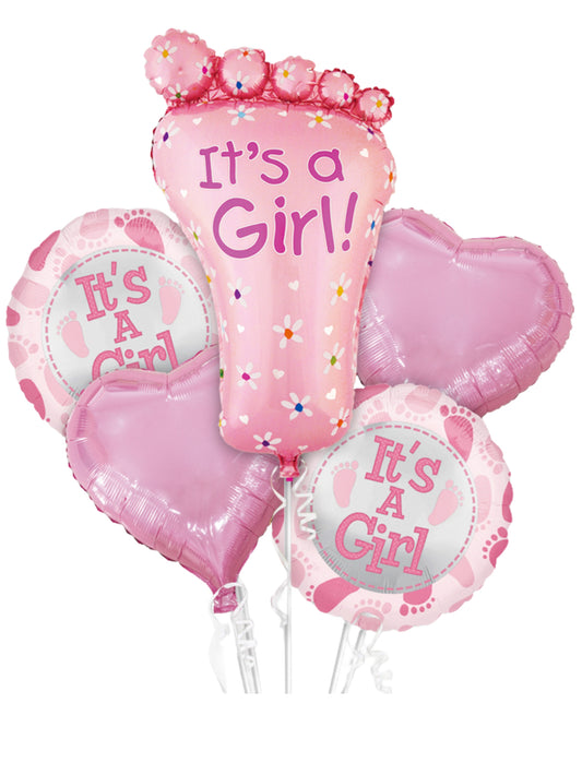 It's a Girl New Baby Set Helium Balloon Bouquet Pink