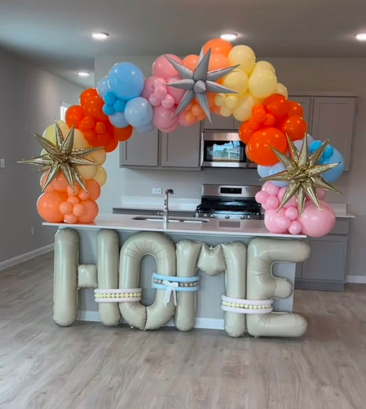 Beige 'WELCOME HOME' with Balloon Chain – Customizable Design