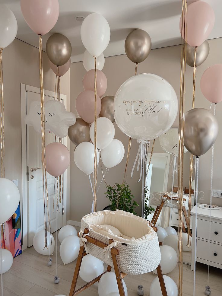 Hospital Welcome Baby Personalised White Latex with Customizable Sticker White Clouds Helium Latex Champagne Dusty Pink White - Perfect for any occasions!